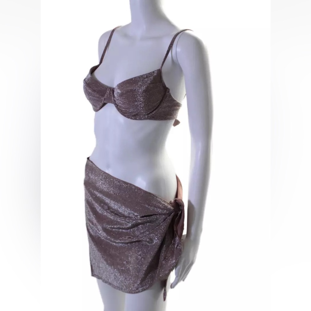 Monday Swimwear Three-Piece Set Shimmery Mauve